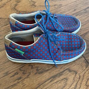 Twisted X Red and Blue Checkered Slip on Loafers